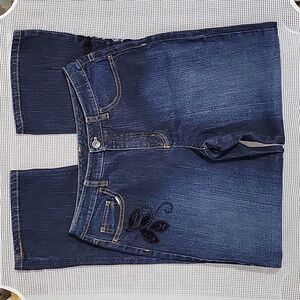 Lace embellished stretch jeans